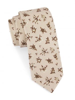 Хлопковый шелковый галстук в цветочек Isaia