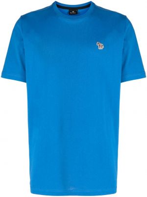 Bombažna majica z zebra vzorcem Ps Paul Smith modra