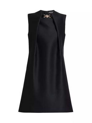 Шерстяное платье мини Versace черное