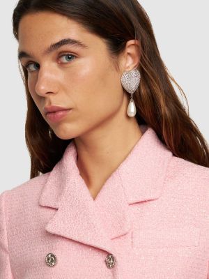 Szív mintás kristály fülbevaló gyöngyökkel Alessandra Rich ezüstszínű