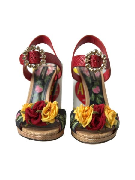 Sandalias de cuero sin tacón Dolce & Gabbana rojo