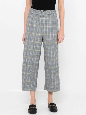 Kostkované culottes Camaieu šedé