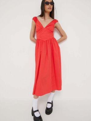 Sukienka midi Abercrombie & Fitch czerwona