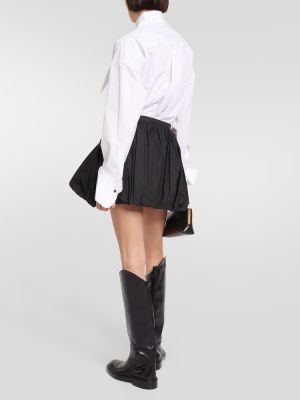 Πλισέ βαμβακερή φούστα mini Jil Sander μαύρο