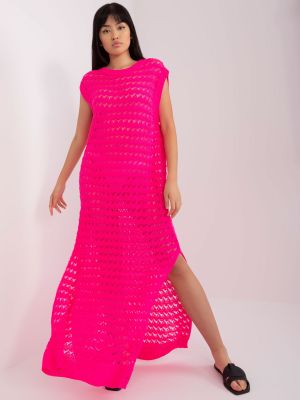 Dzianinowa sukienka bez rękawów Fashionhunters różowa