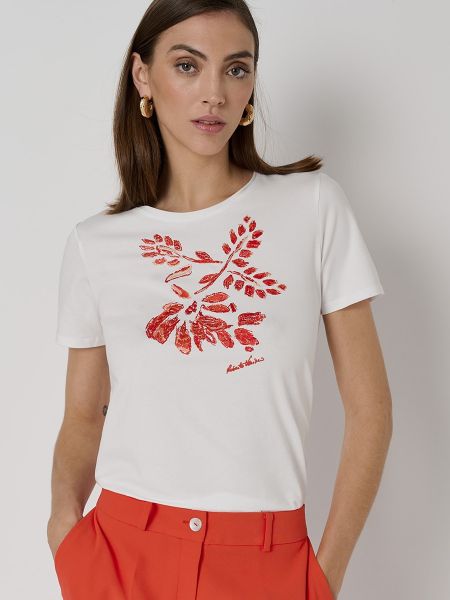 Camiseta de flores Roberto Verino rojo