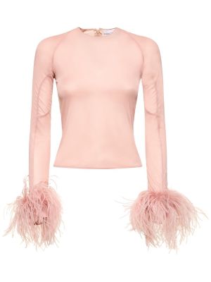 Crop top sa perjem od jersey 16arlington ružičasta
