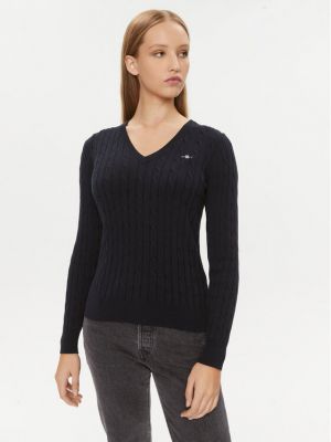 Бавовняний светр слім з v-подібним вирізом Gant