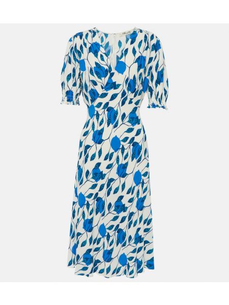 Платье миди с принтом из крепа Diane Von Furstenberg Синее