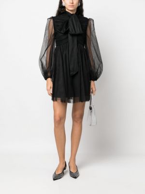 Tylové koktejlové šaty s mašlí Zimmermann černé