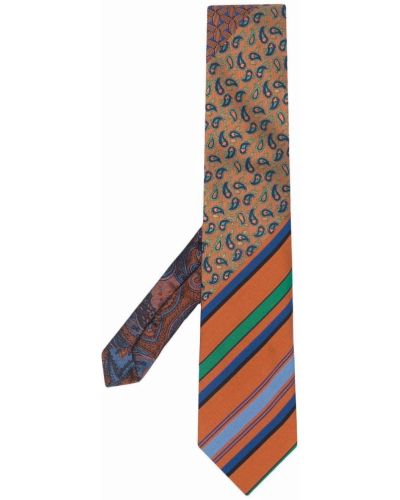 Corbata de cachemir a rayas con estampado Etro naranja