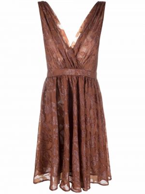Vestido de cóctel bootcut de tejido jacquard Pinko marrón