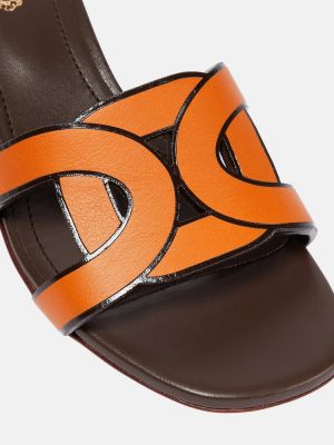 Prolamované kožené sandály Tod's hnědé