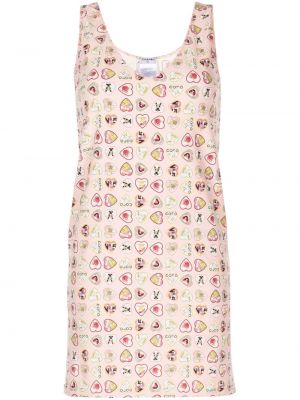 Αμάνικο φόρεμα με σχέδιο με μοτίβο καρδιά Chanel Pre-owned ροζ