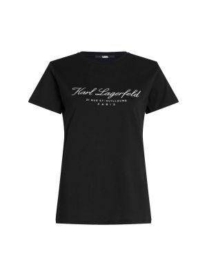 Koszulka z dekoltem w serek Karl Lagerfeld czarna