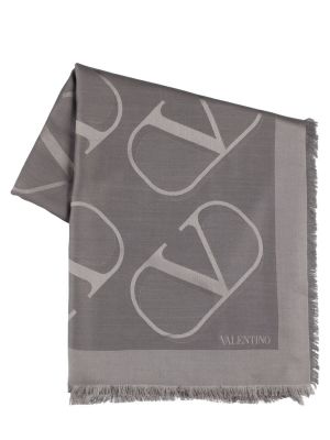 Sciarpa di lana di seta Valentino Garavani grigio