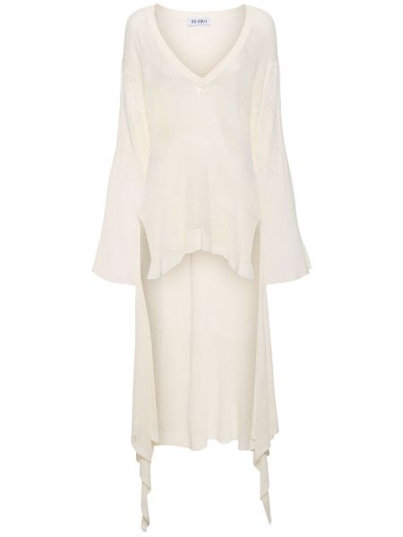 Mini haljina od viskoze od jersey s draperijom The Attico bijela