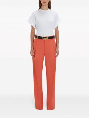 Plisované rovné kalhoty relaxed fit Victoria Beckham oranžové