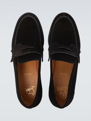 Pantofi loafer din piele de căprioară Christian Louboutin negru