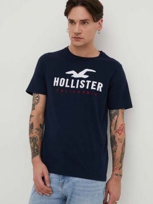 Bombažna majica Hollister Co. modra