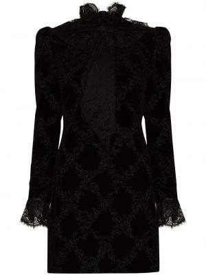 Čipkované mini šaty Saint Laurent čierna