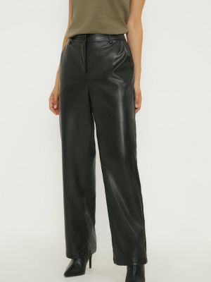 Кожаные прямые брюки из искусственной кожи Dorothy Perkins черные