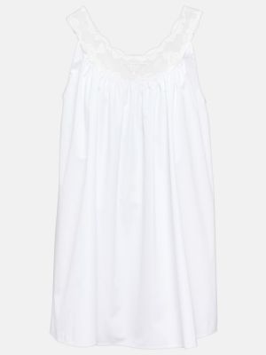 Βαμβακερή φόρεμα με κέντημα Prada λευκό