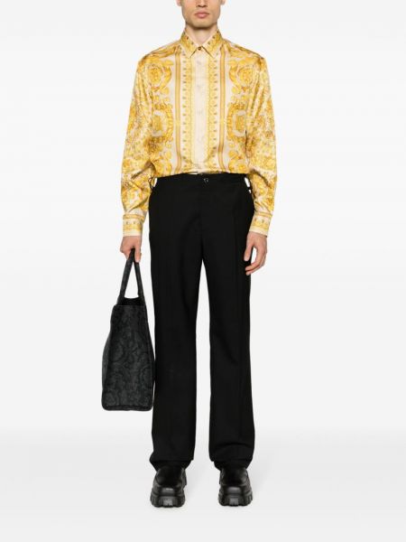 Camicia di seta con stampa Versace oro