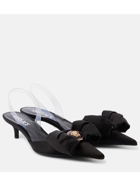 Slingback sateng pumps Versace svart