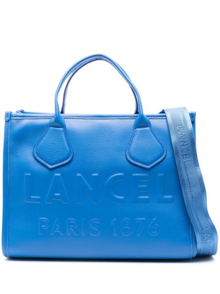 Кожени шопинг чанта Lancel синьо