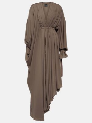 Sukienka długa asymetryczna z krepy Balenciaga Beżowa