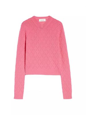 Клетчатый шерстяной свитер Sportmax розовый