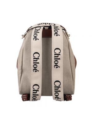 Lniany plecak skórzany Chloe brązowy