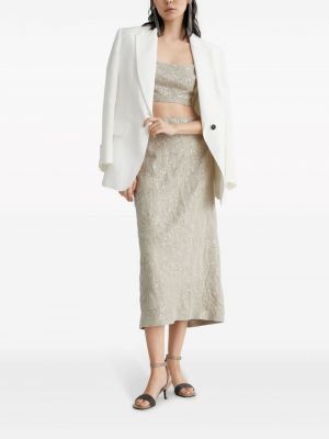 Lininis midi sijonas su blizgučiais Brunello Cucinelli smėlinė
