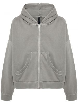 Pamučna hoodie s kapuljačom s patentnim zatvaračem Entire Studios siva
