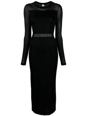 Μάξι φόρεμα με διαφανεια Toteme μαύρο
