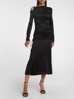Ασύμμετρη μίντι φόρεμα από ζέρσεϋ Victoria Beckham μαύρο