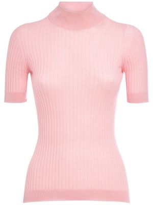 Пуловер с къс ръкав Versace розово
