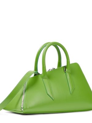 Kožená nákupná taška The Attico zelená