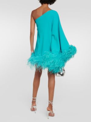 Mini robe à plumes asymétrique Taller Marmo bleu