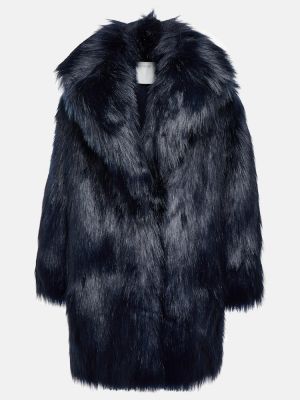 Krátký kabát s kožíškem Sportmax modrý