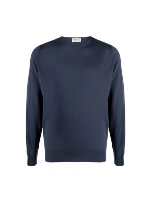 Sweter z okrągłym dekoltem John Smedley niebieski