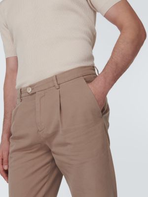 Pamučne chino hlače slim fit Brunello Cucinelli smeđa