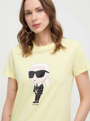 Koszulka bawełniana Karl Lagerfeld żółta