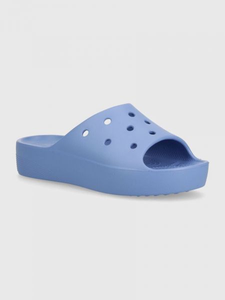 Papuci cu platformă clasici Crocs albastru