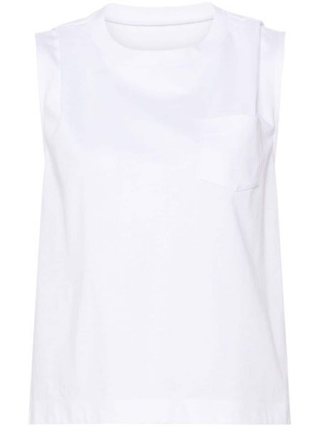 Plisirana pamučna majica Sacai bijela