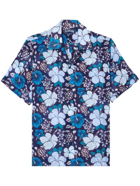 Риза на цветя с принт Vilebrequin синьо