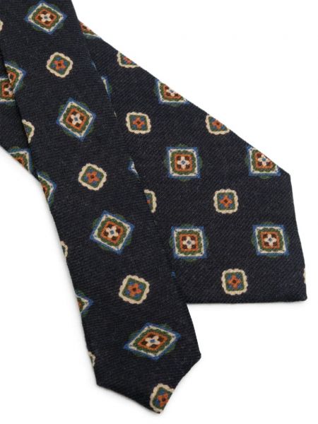 Cravate en laine à imprimé à motif géométrique Canali bleu