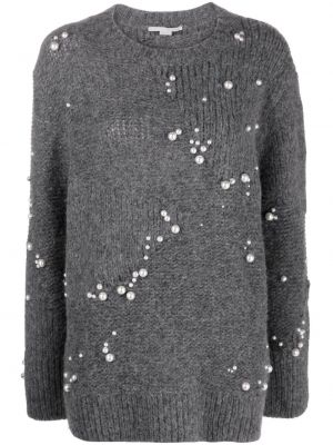 Oversize пуловер с перли Stella Mccartney сиво
