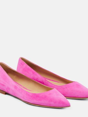 Balerini din piele de căprioară Gianvito Rossi roz